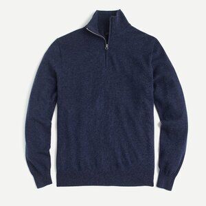 J. Crew Everyday Cashmere Half-Zip Sweater Heather Navy Blue Small NEW